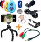 Kit Youtuber Tripé Para Celular Smartphone Universal Microfone de Lapela + Controle Bluetooth Foto Vídeo - Leffa Shop