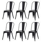 Kiti 6 Cadeiras Tolix Iron Design Preto Fosco Aço Industrial Sala Cozinha Jantar Bar