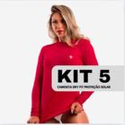 Kits 5 Blusas Térmicas Feminina De Proteção Solar UV 50 Dry Fit Camisa Tecido Gelado Manga Longa Pro Fitness Academia C