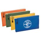 Klein Tools 5140 Saco de zíper de lona, bolsa de ferramentas, saco de ferramentas, saco de utilidade, saco de depósito bancário, 12,5 x 7 polegadas, azeitona/laranja/azul/amarelo 4-Pack