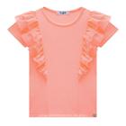 KUKIE-73765-3-Blusa Infantil Kukiê em Tecido Canelado e Tule cor Laranja