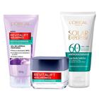 L'Oréal Paris Kit - Gel Creme Hidratante Facial + Gel de Limpeza + Protetor Solar Facial FPS60