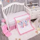 La Premura Pink Floral Butterfly Nursery Crib Beddding Set, 4 Peças Standard Size Conjuntos de Cama de Berço para Meninas, Rosa Pastel & Azul Bebê