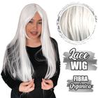 Lace Wig Longa com Cabelo Liso c/ Franja Lateral e Orgânica