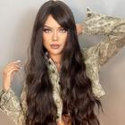 Lacewig, peruca, castanho, castanho escuro, preta, premium, lisa, ondulada, 80cm