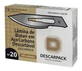 Lâmina de Bisturi Nº 20 Aço de Carbono 100 un. - Descarpack