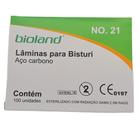 Lâmina de bisturi nº 21 Aço Carbono Bioland c/100 und