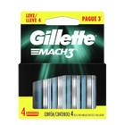 Lamina Para Barbeador Gillette Mach 3 Com 4 Cartuchos