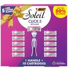 Lâminas de barbear BIC Soleil Click 5 femininas com 1 alça e 10 cartuchos