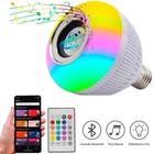 Lampada Bluetooth Led Musical Caixa Som Rgb Com Controle