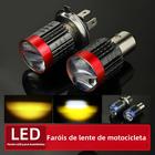 Lâmpada de Farol de Motocicleta LED Ba20d H6 H4 - Dupla Cor (Branco/Âmbar) - Alta Luminosidade