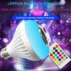 Lâmpada LED 12w E27 RGB Colorida com Caixa de Som Bluetooth e Controle Remoto