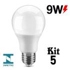 Lampada Led 9w Bulbo Kit 5 unidades E27 Bivolt 6500K Branco Frio