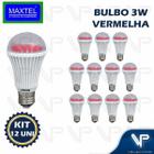 Lâmpada led bulbo 3w 127v vermelho e27 kit12 - Max