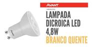 Lampada Led Dicroica 4,8w Gu10 Mr 16 Avant Branco Quente