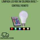 Lâmpada LED RGB 3W Colorida Bivolt + Controle Remoto