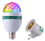 Lâmpada RGB LED Rotativa 3W Kit C/ Bocal de Lâmpada