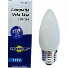 Lampada Vela Lisa Brasfort 25Wx127V. Leitosa - Kit C/10 Peças