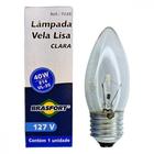 Lampada Vela Lisa Brasfort 40Wx127V. Clara . / Kit C/ 10 Peças