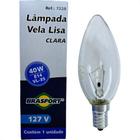 Lampada Vela Lisa Brasfort E-14 Clara 40Wx127V. - Kit C/10 Pecas