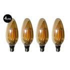 Lampadas de Led Kit 4 Multi Filamento Bivolt 30W Iluminação Retro Vintage