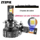 Lâmpadas LED Brancas 6000K ZTZPIE para Farol de Carro (H1, H7, H4) - 3 Tubos de Cobre Canbus