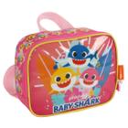 Lancheira Escolar Infantil Baby Shark Luxcel Rosa Com Alça