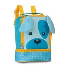 Lancheira Infantil Escolar Menino Tema Cachorrinho Azul Bichinhos 3D Clio Pets