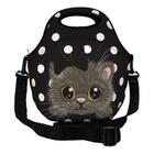 Lancheira Térmica Escolar em Neoprene Infantil Reforçada com alça ISOPRENE Gatinho Poá