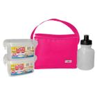 Lancheira Térmica Pequena Infantil Rosa Menina Kit Completo