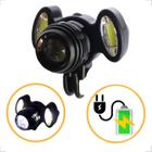 Lanterna De Cabeça Led Profissional Potente Recarregável 3 Leds Com Zoom - JWS