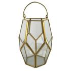 Lanterna decorativa em vidro e metal dourado - BTC