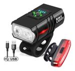 Lanterna Farol De Bicicleta 2 Leds + Luz Traseira 3 Cores Bike Ciclismo - Caetano Store