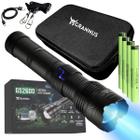 Lanterna Tática Militar Laser Titanium Mais Forte do Mundo Potente Recarregável Grannus GS2600 C/ Bolsa Tática Bateria 30.400mAH