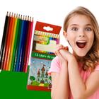 Lápis De Cor 12 Cores Tons Caixa Colorido Pintar Escolar Educativo Pintura Papelaria Unidades Ecológico Multicores
