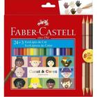 Lápis De Cor 24 Cores + 3 Caras E Cores Tons Pele - Faber Castell