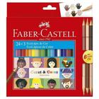 Lapis de cor 24 cores faber castell caras e cores + 6 tons de pele