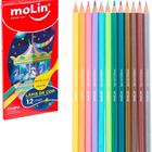 Lápis de cor 6 tons Pastel e 6 cores Metálicas Molin