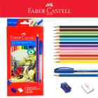 Lápis de Cor Faber-Castell 12 Cores Com Caneta Borracha Apontador Lápis Grafite