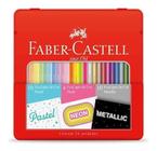 Lata Com 24 Lápis Cores Pastel Neon Metálic Faber Castell