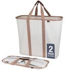 Laundry Caddy CleverMade LUXE Cream Herringbone 64L 2PK