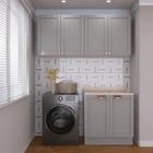 Lavanderia Modulada 3 Peças 2 Armários Aéreos 4 Portas 1 Balcão Cabecasa Madeiramadeira Cinza/Branco