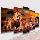 lConjunto Quadro Decorativo Mosaico Com Foto Personalizado Família de Leões 4 Filhote PVC Decoração para Sala de Jantar Quarto Casal