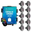 Led Piscina - Kit 10 Tiny Led INOX RGB com Central e Controle Touch