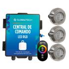 Led Piscina - Kit 3 Tiny Led INOX RGB com Central e Controle Touch