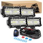 LED Pods Nilight 4PCS 120W 6,5 polegadas Light Bar Spot Flood