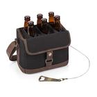 Legacy-A Picnic Time Marca 6-Bottle Beer Caddy com abridor de garrafa integrado, preto/marrom - LEGACY - a Picnic Time Brand