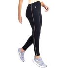 Legging Feminina Estilo do Corpo Microfitness Filete Preto/laranja