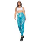 Legging Fitness Estampado Onda Azul com Fundo Azul