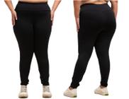 Legging Plus Size Feminina Cintura Alta Moda Fitness Basica Preta Grossa Zero Transparência Kit 2 - LoockCasual